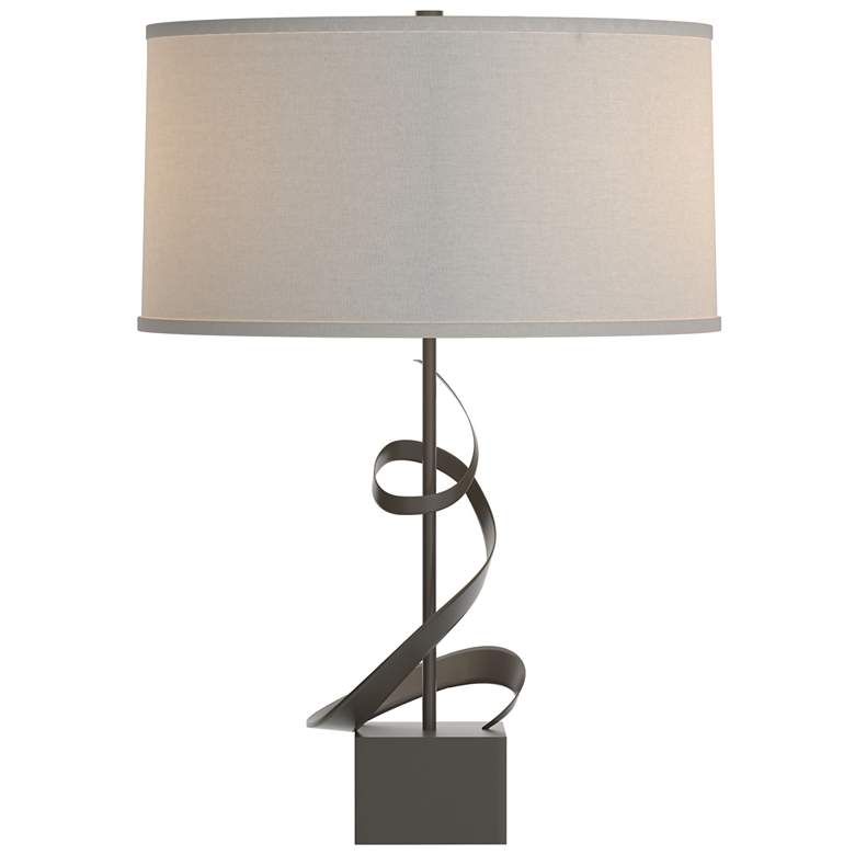 Image 1 Gallery Spiral 22.9" High Dark Smoke Table Lamp With Flax Shade