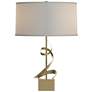 Gallery Spiral 22.9" High Modern Brass Table Lamp With Flax Shade