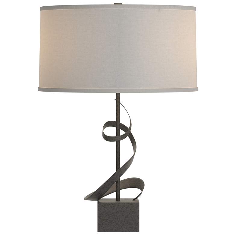 Image 1 Gallery Spiral 22.9" High Natural Iron Table Lamp With Flax Shade