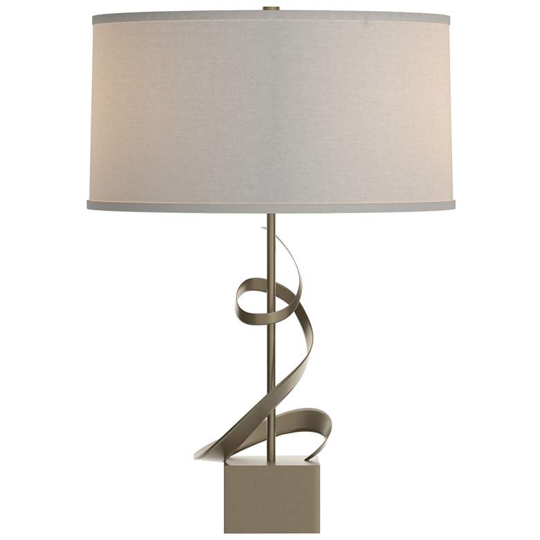 Image 1 Gallery Spiral 22.9" High Soft Gold Table Lamp With Flax Shade
