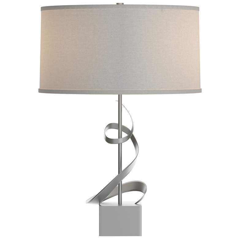 Image 1 Gallery Spiral 22.9 inch High Vintage Platinum Table Lamp With Flax Shade