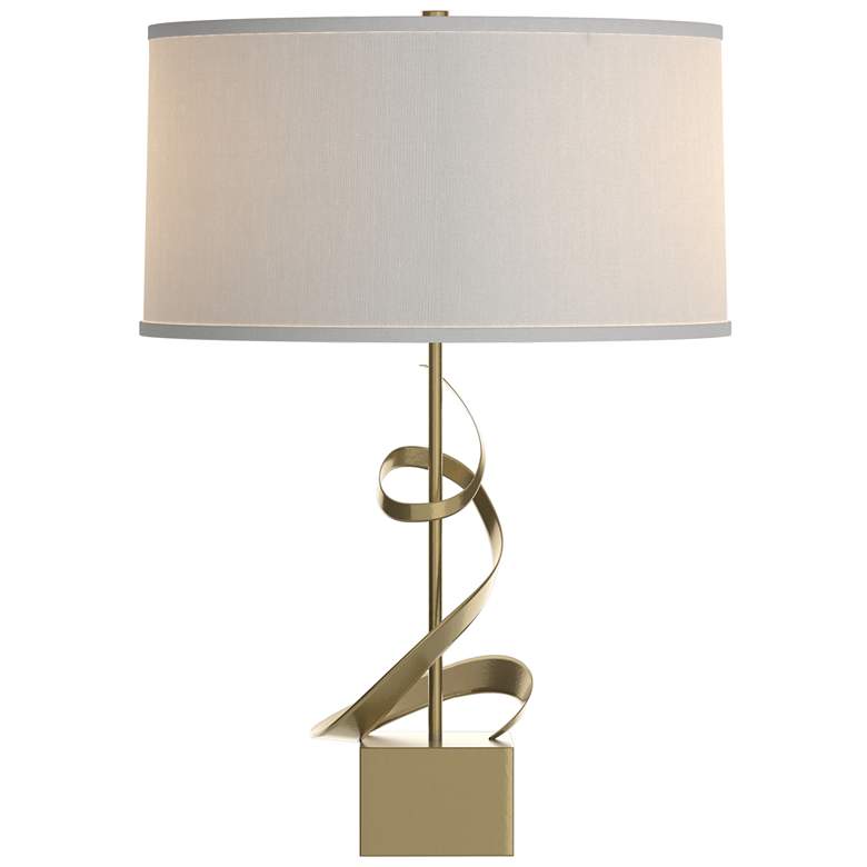 Image 1 Gallery Spiral 22.9 inchH Modern Brass Table Lamp With Natural Anna Shade