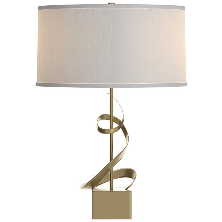 Image 1 Gallery Spiral 22.9"H Modern Brass Table Lamp With Natural Anna Shade