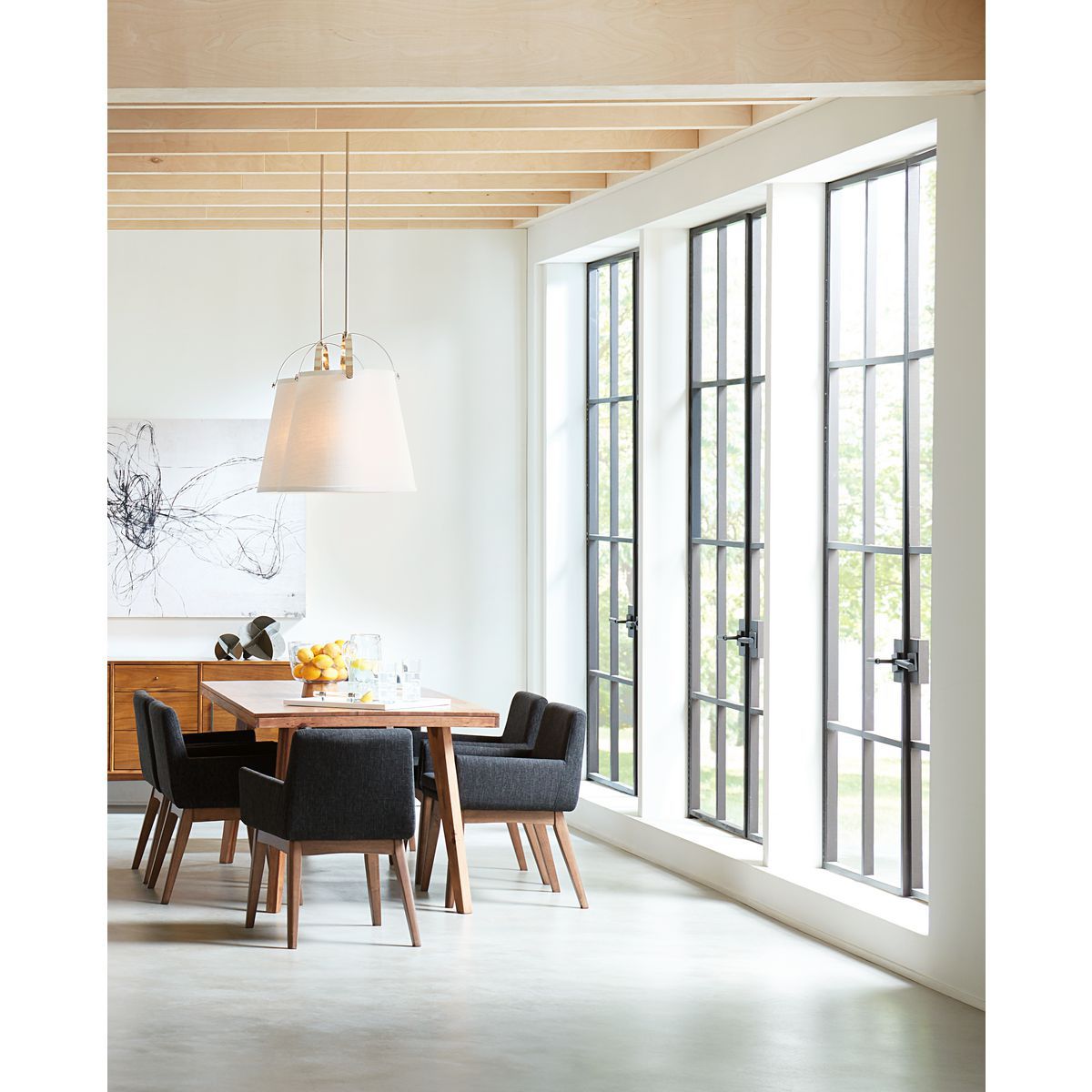 Galley Collection Three-Light Linen Shade Pendant Light