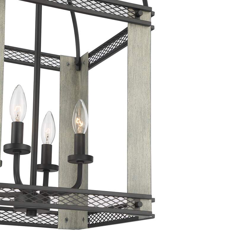 Image 3 Gallo 14" Wide Bronze and Painted Wood 4-Light Lantern Pendant Light more views