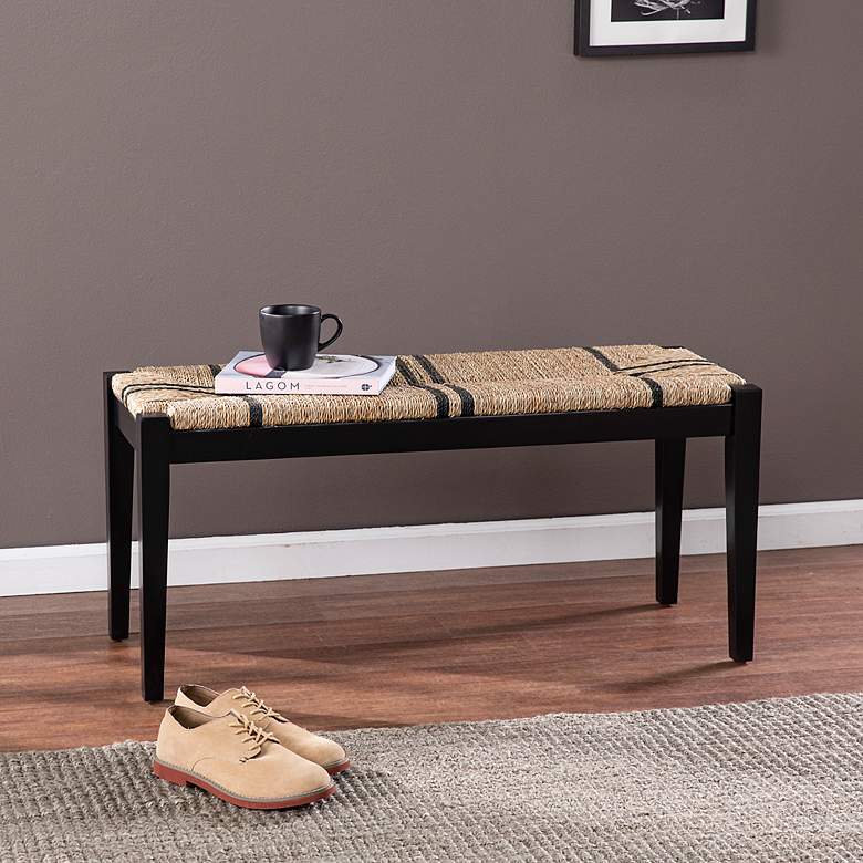 Image 1 Gallocano Black and Natural Seagrass Bench