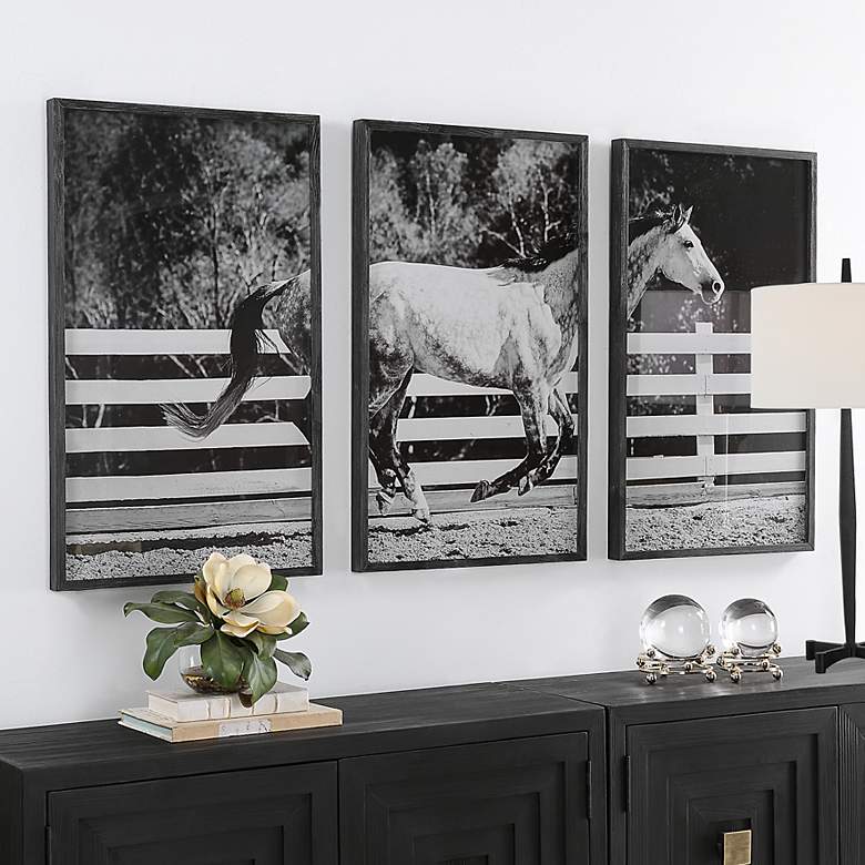 Image 2 Galloping Forward 3-Piece Framed Printed Wall Art Set