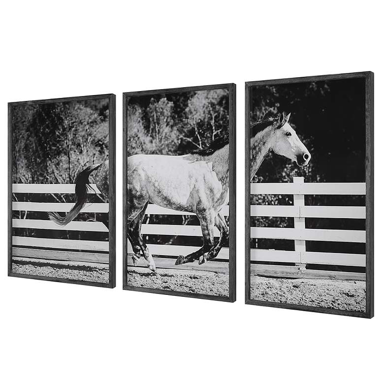 Image 5 Galloping Forward 3-Piece Framed Printed Wall Art Set more views