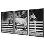 Galloping Forward 3-Piece Framed Printed Wall Art Set in scene