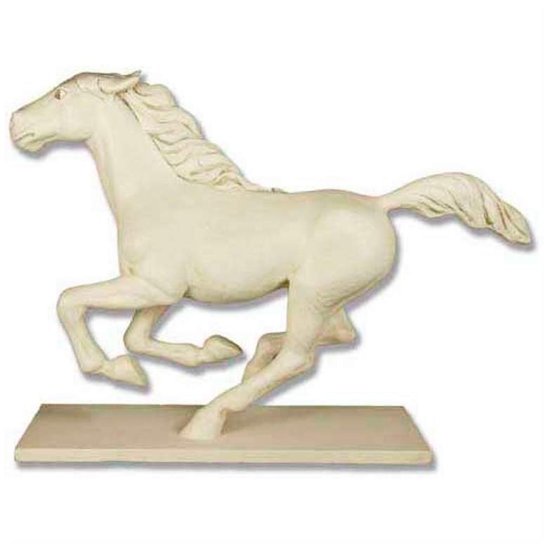 Image 1 Galloping Horse 41" Wide Antique Stone Decorative Statue