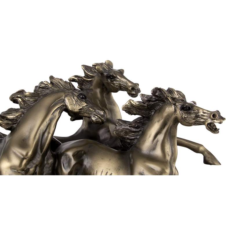 Image 2 Galloping Western Stallions 14 inch Wide Table Sculpture more views