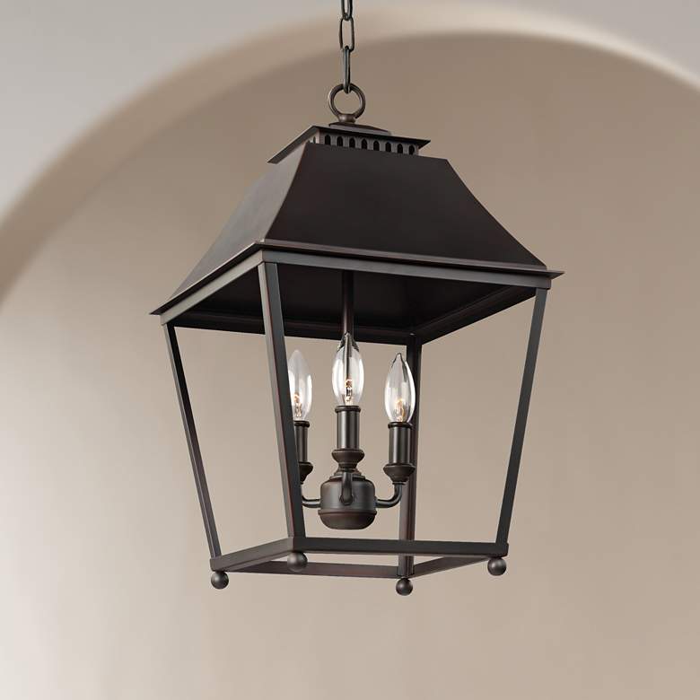 Image 1 Galloway 13" Wide Dark Copper 3-Light Pendant Lantern
