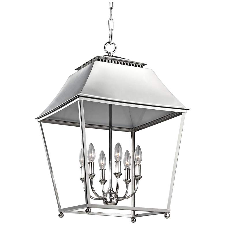 Image 1 Galloway 18 1/2" Wide Nickel 6-Light Indoor Pendant