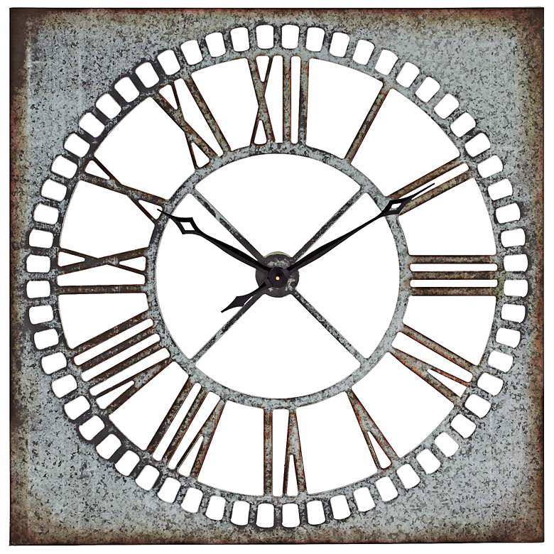 Image 1 Gallus Distressed Steel 36 inch Square Metal Wall Clock