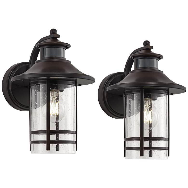 Image 2 Galt 11 1/4" High Bronze Motion Sensor Outdoor Wall Light Set of 2