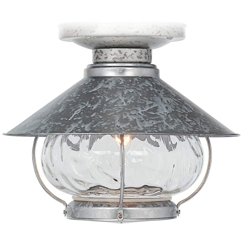 Image 1 Galvanized Finish Lantern Outdoor LED Ceiling Fan Light Kit