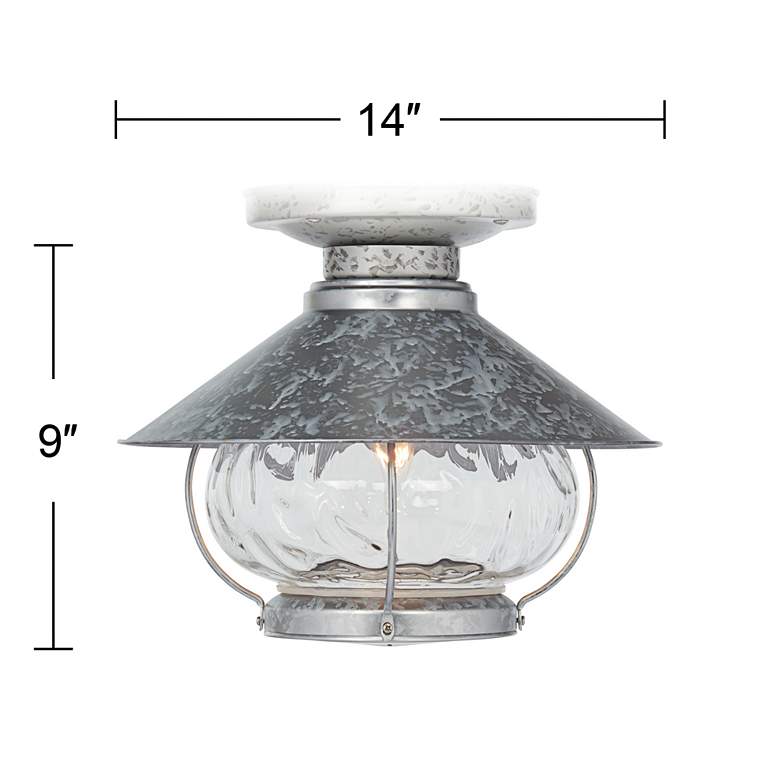 Galvanized Finish Lantern Outdoor LED Ceiling Fan Light Kit more views