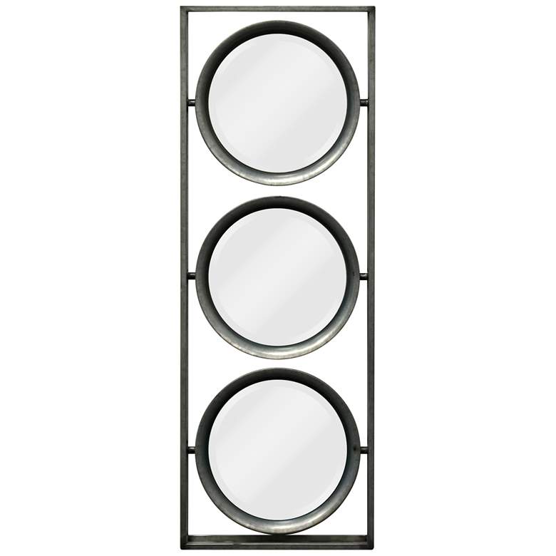Image 1 Galvanized Metal 9" x 26" Tilting 3-Piece Wall Mirror