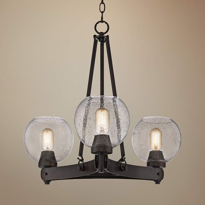 Image 1 Galveston 24 1/4" Wide Rubbed Bronze 3-Light Chandelier