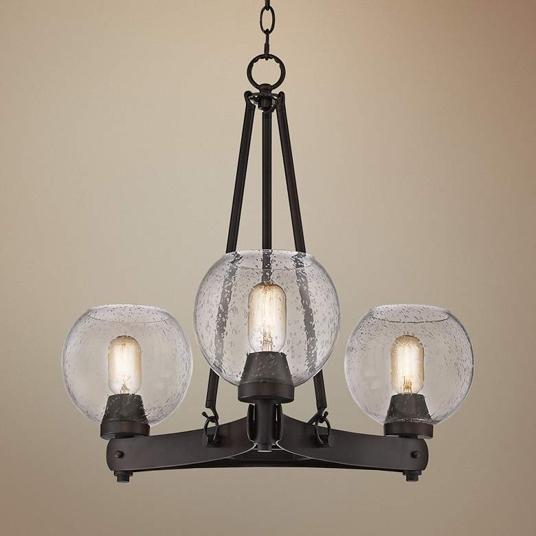 Image 1 Galveston 24 1/4 inch Wide Rubbed Bronze 3-Light Chandelier