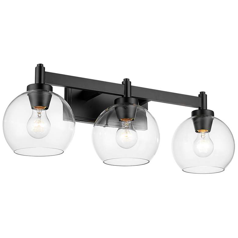 Image 1 Galveston 26 3/4 inch Wide Vanity Light in Matte Black with Clear Glass