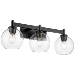 Galveston 26 3/4&quot; Wide Vanity Light in Matte Black with Clear Glass