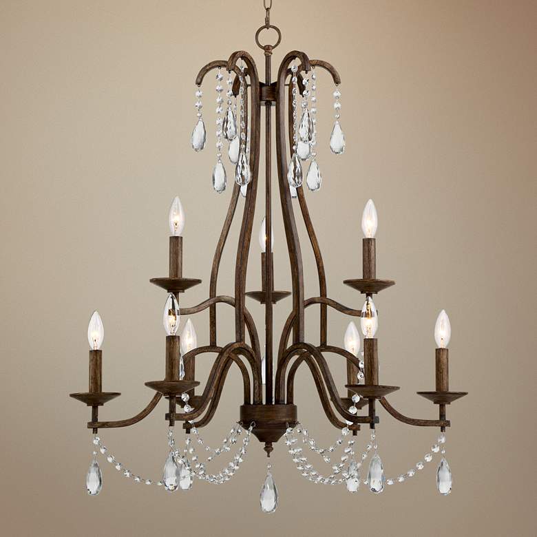 Image 1 Galveston 30 inch Wide Painted Tobacco 9-Light Tiered Chandelier