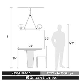 Image5 of Galveston 37" Wide Rubbed Bronze 9-Light Chandelier more views