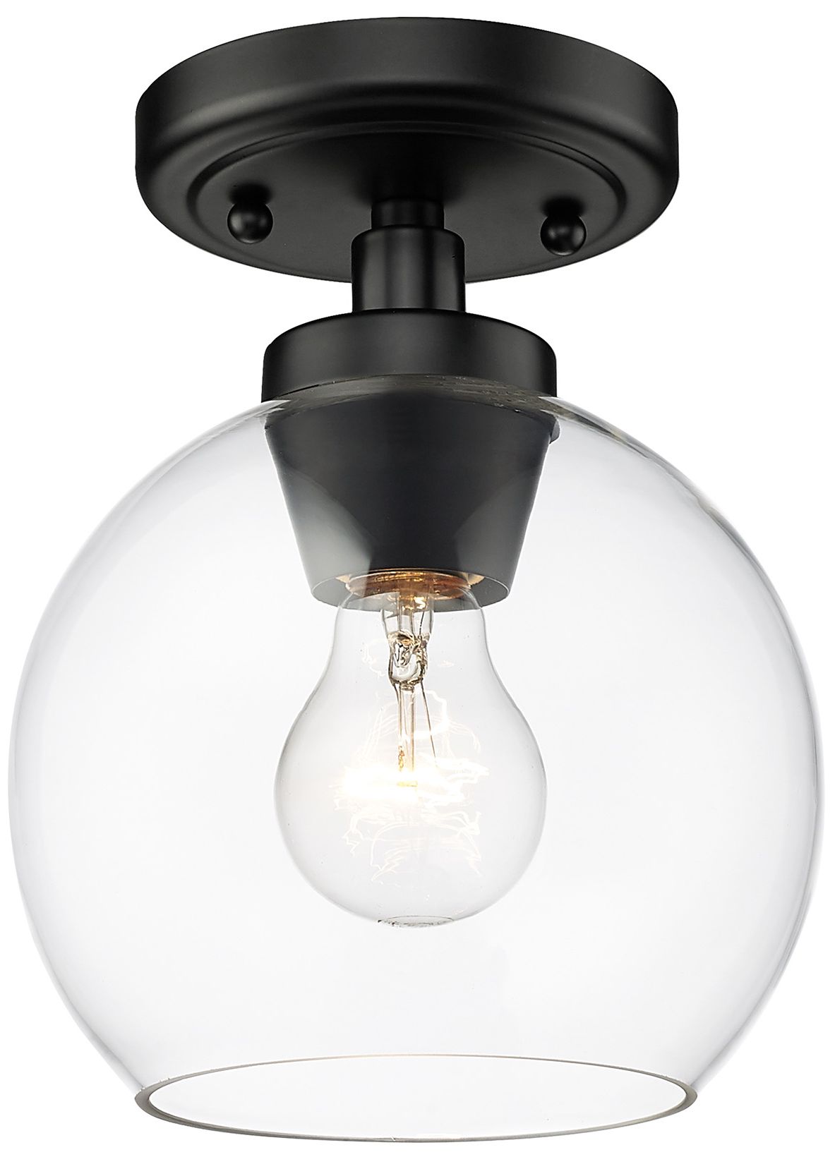 Image 2 Galveston 7 1/4" Wide Flush Mount in Matte Black with Clear Glass