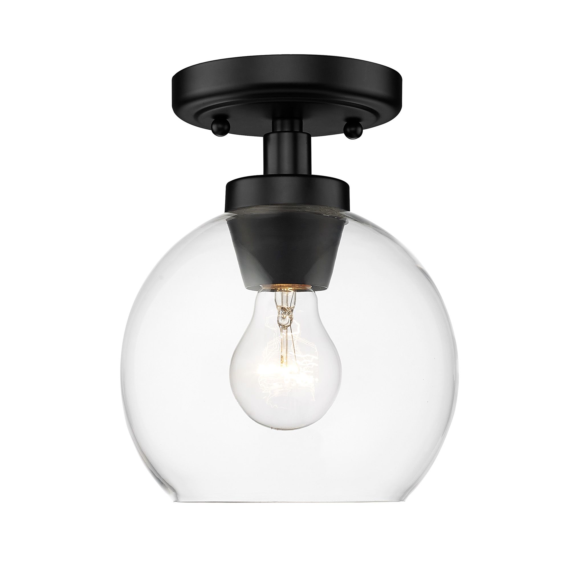 Image 3 Galveston 7 1/4" Wide Flush Mount in Matte Black with Clear Glass more views