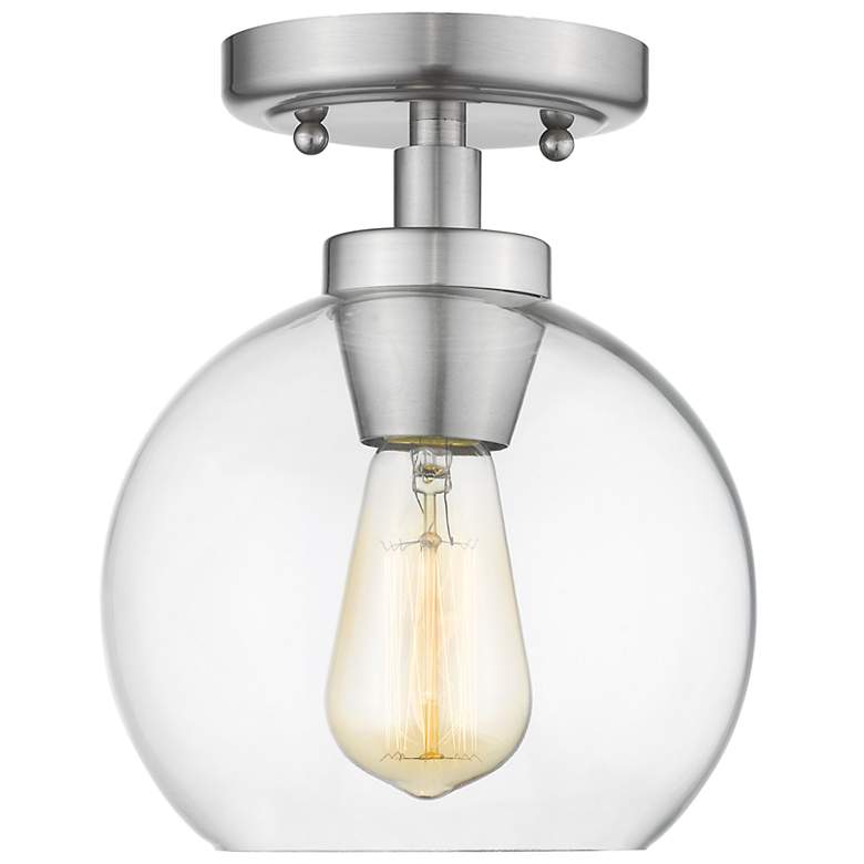 Image 1 Galveston 7 1/4" Wide Pewter 1-Light Flush Mount With Clear