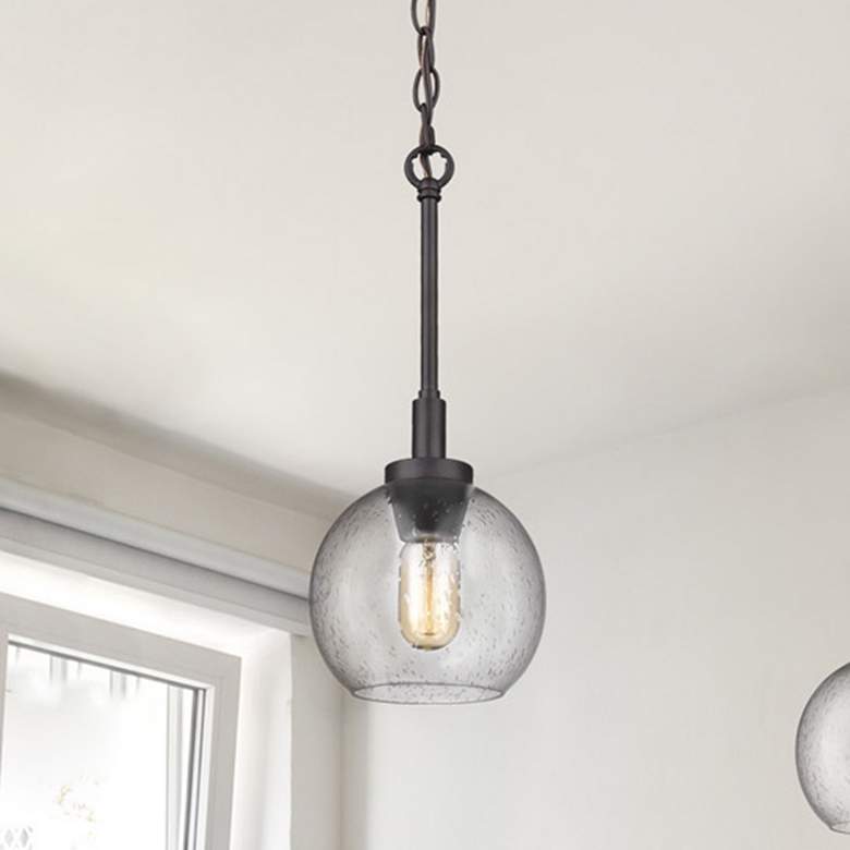 Image 1 Galveston 7 1/4" Wide Rubbed Bronze Mini Pendant