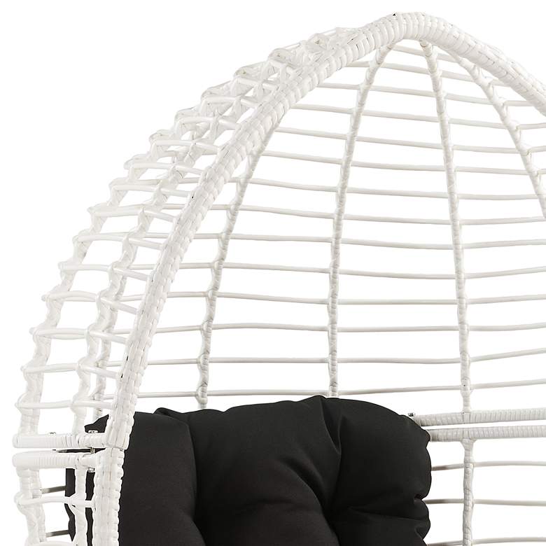 Image 3 Galzed Black Fabric and White Wicker Teardrop Patio Chair more views