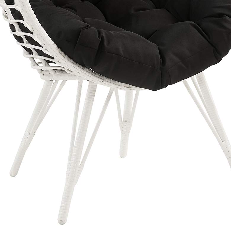 Image 4 Galzed Black Fabric and White Wicker Teardrop Patio Chair more views