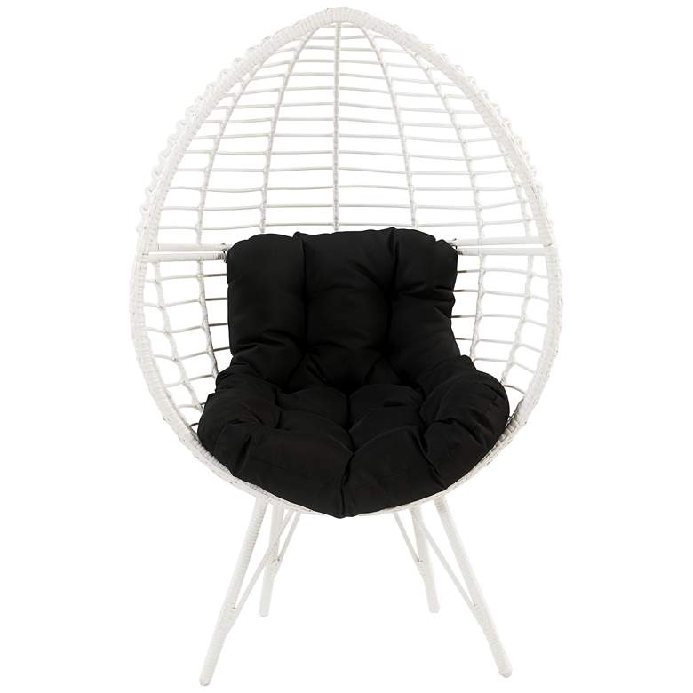 Image 5 Galzed Black Fabric and White Wicker Teardrop Patio Chair more views