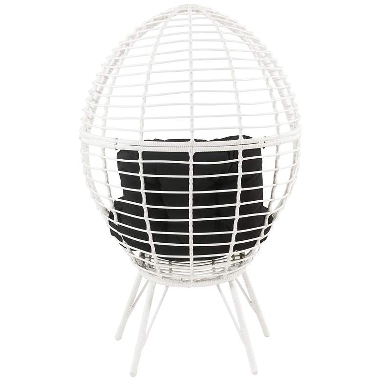 Image 7 Galzed Black Fabric and White Wicker Teardrop Patio Chair more views