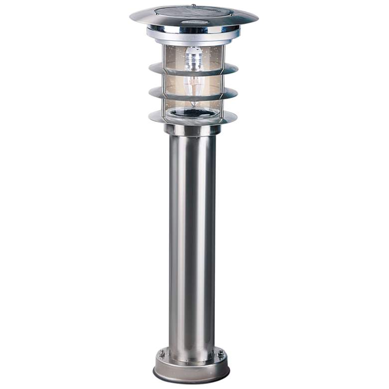Image 1 Gama Sonic 24 1/4" Silver Solar Powered LED Bollard Landscape Light