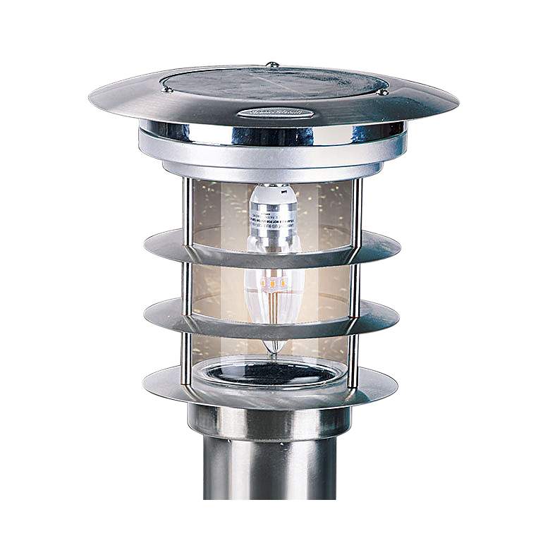 Image 2 Gama Sonic 24 1/4" Silver Solar Powered LED Bollard Landscape Light more views