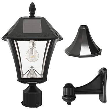 Gama Sonic Baytown II Bulb 19" High Black GS LED Outdoor Solar Light