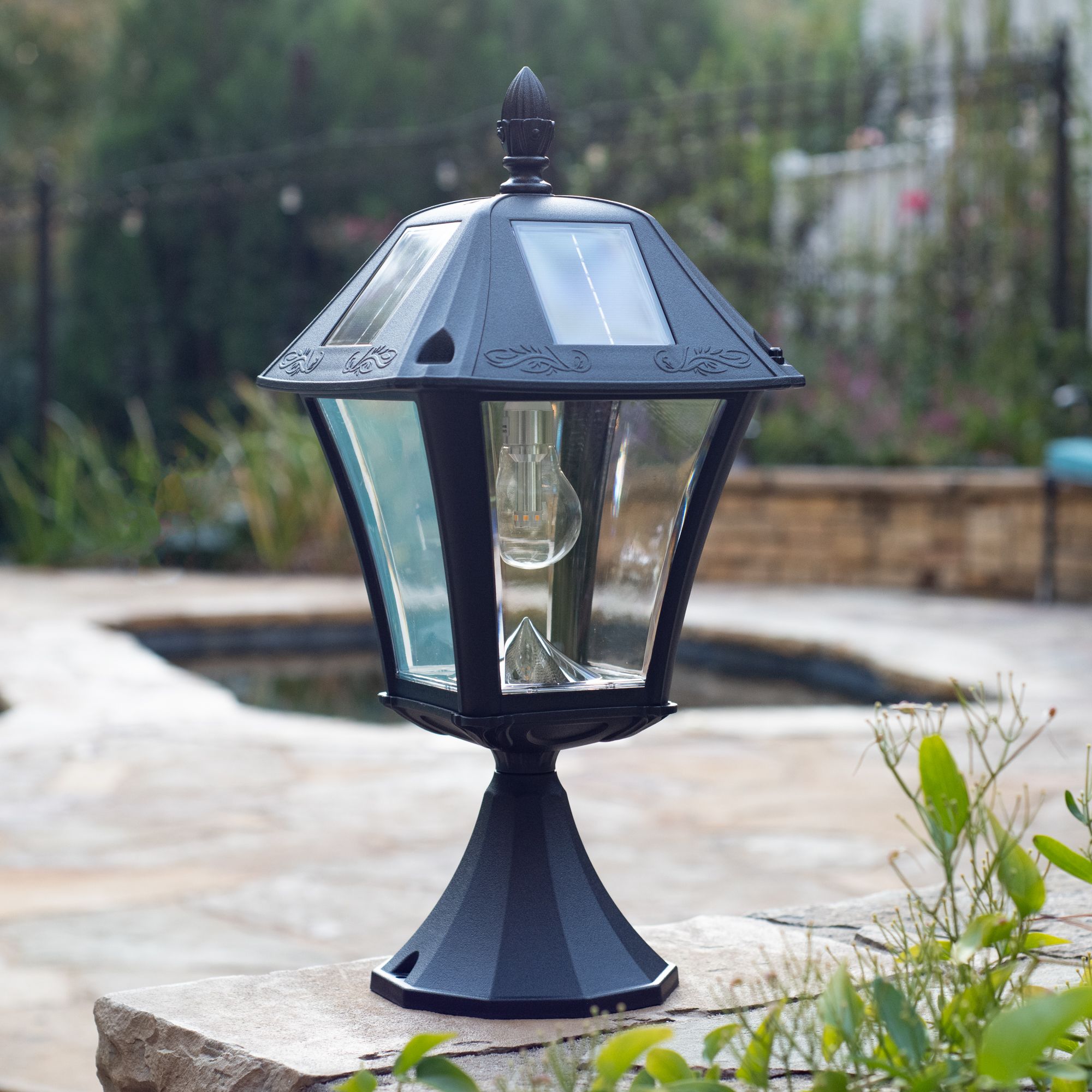 Image 7 Gama Sonic Baytown II Bulb 19" High Black GS LED Outdoor Solar Light more views