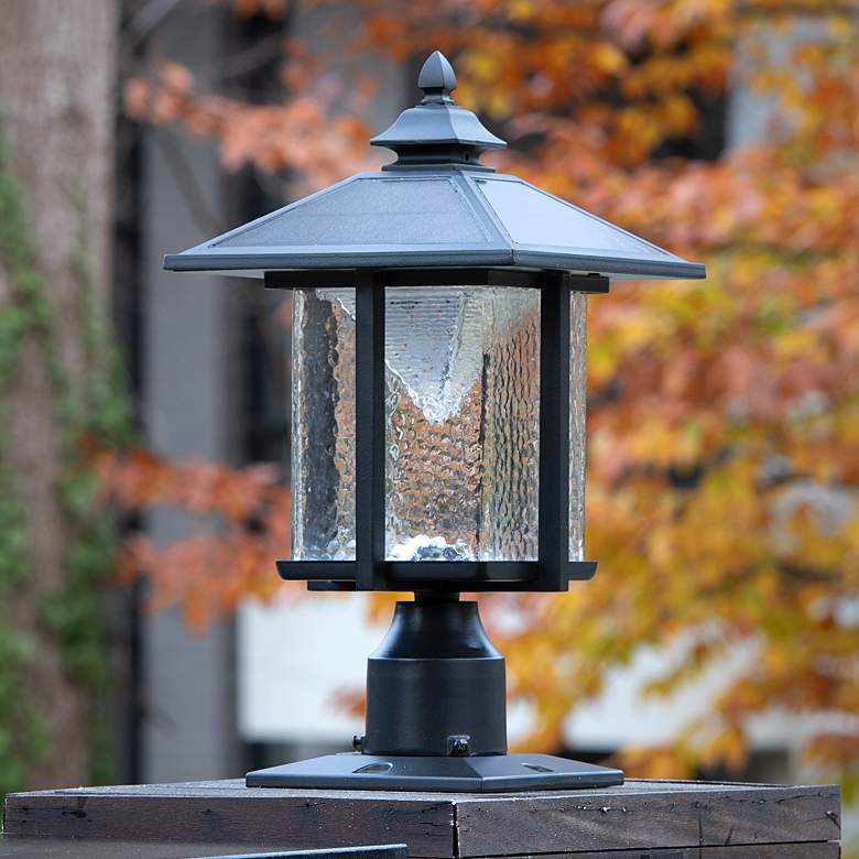 Image 1 Gama Sonic Casita 15 1/4" High Black Solar LED Post-Pier Mount Light
