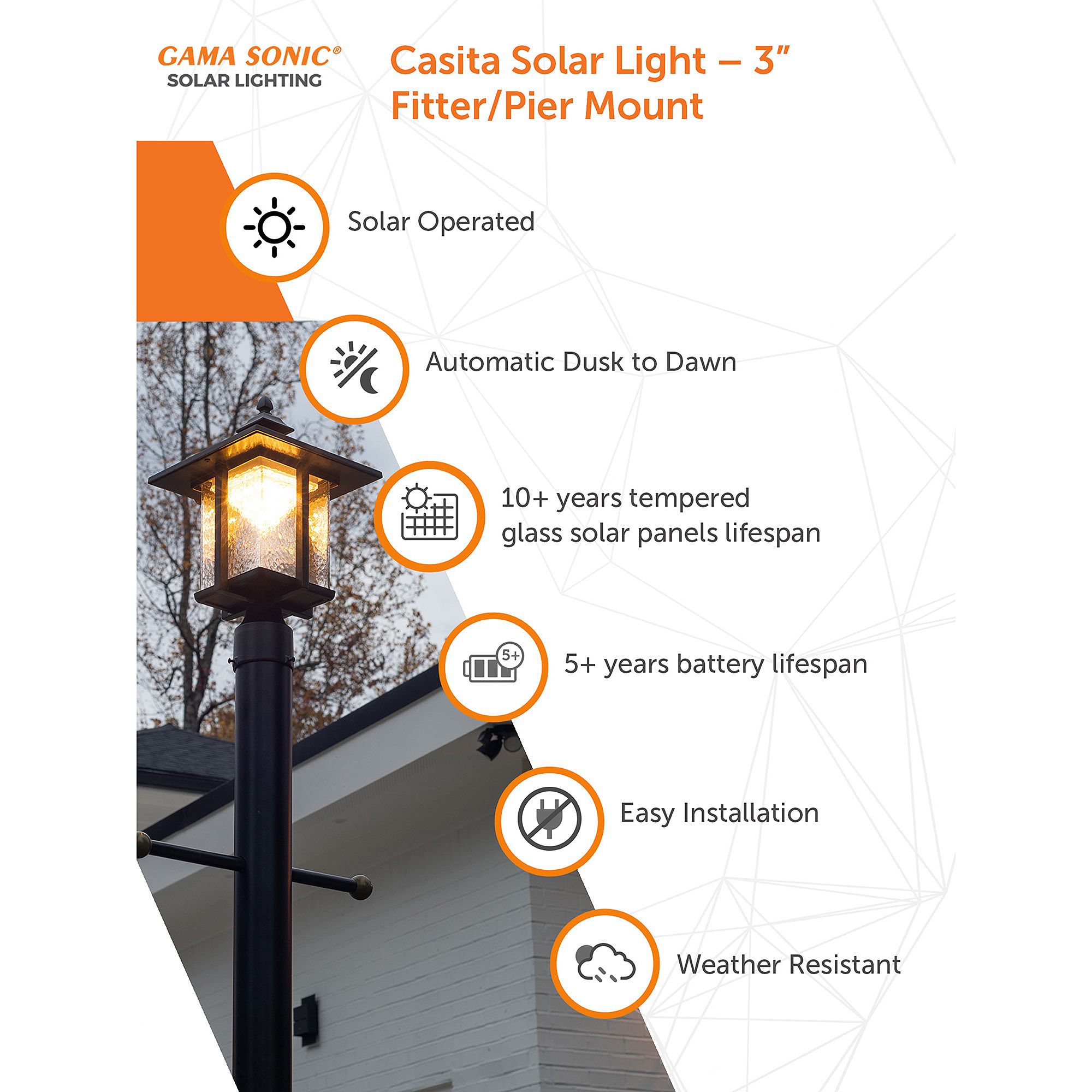 Watch A Video About the Casita Black LED Outdoor Solar Post or Pier Light