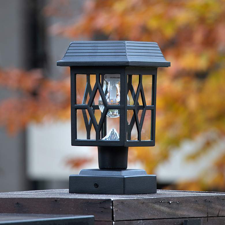 Image 1 Gama Sonic Luna II 9" High Black GS LED Solar Lights Set of 2