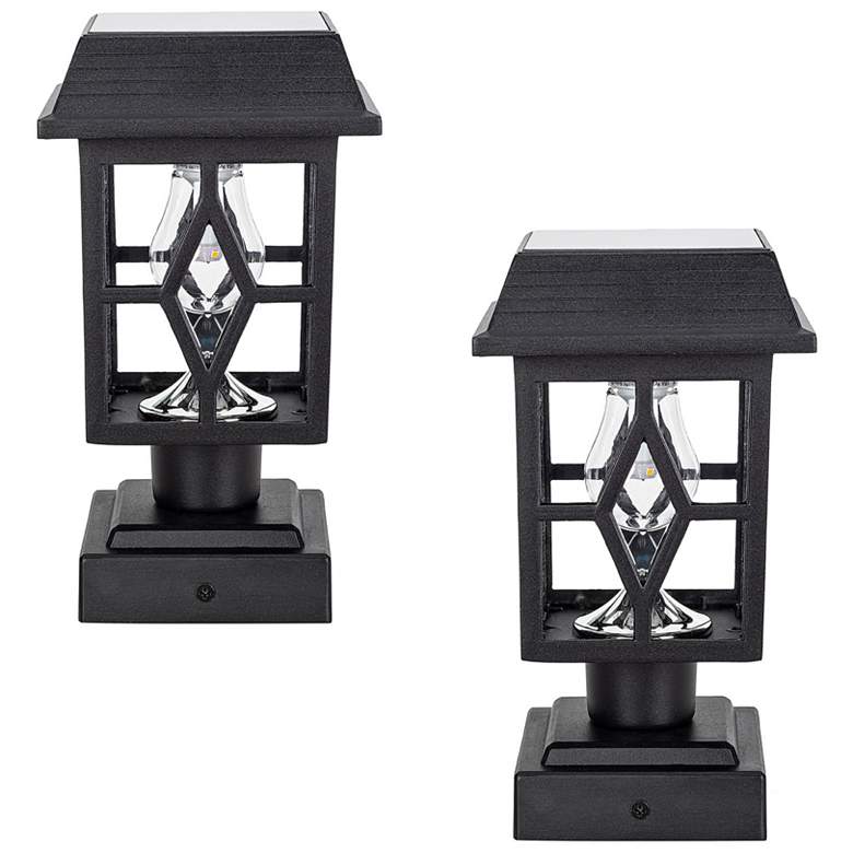 Image 4 Gama Sonic Luna II 9" High Black GS LED Solar Lights Set of 2 more views