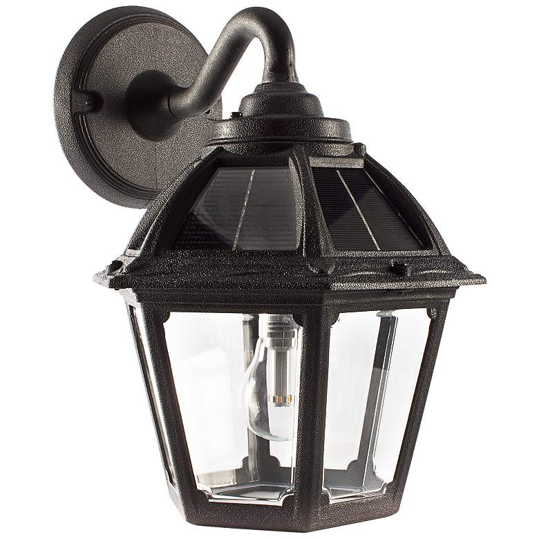 Image 3 Gama Sonic Polaris 12" High Black Solar-Powered LED Outdoor Wall Light