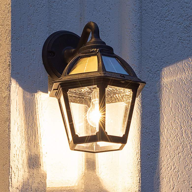 Image 2 Gama Sonic Polaris 12" High Black Solar-Powered LED Outdoor Wall Light