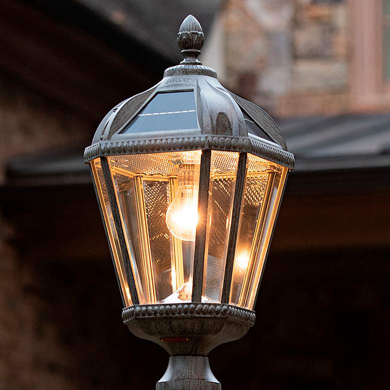 Image 1 Gama Sonic Royal Bulb 18" High Bronze Solar LED Outdoor Post Light