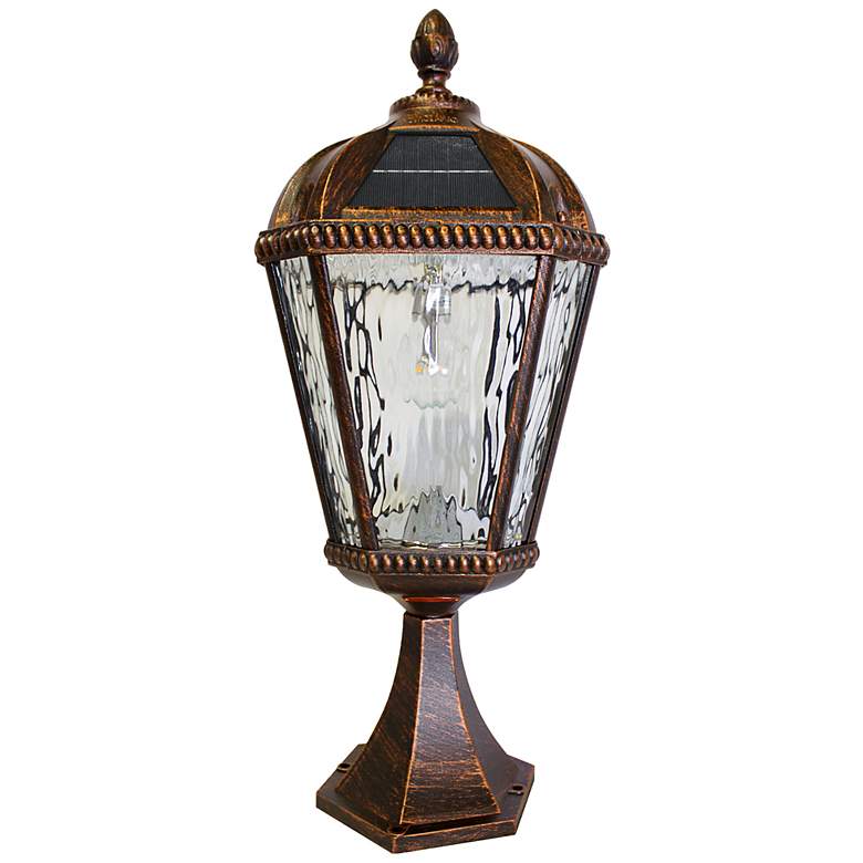 Image 1 Gama Sonic Royal Bulb 23" Brushed Bronze Solar LED Pier Mount Light