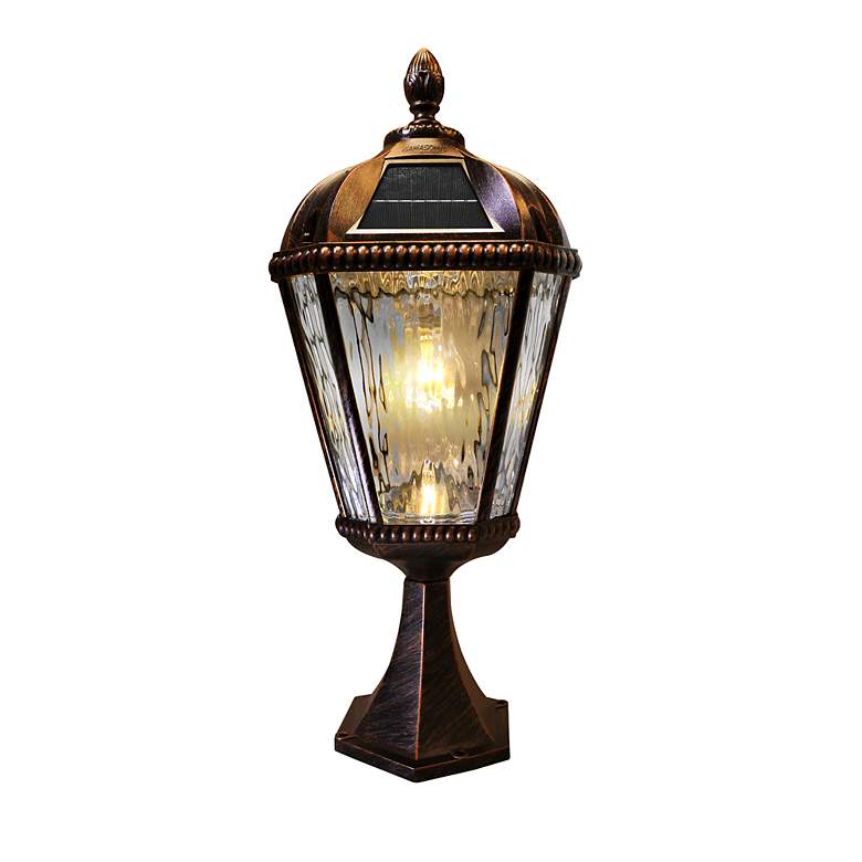 Image 3 Gama Sonic Royal Bulb 23" Brushed Bronze Solar LED Pier Mount Light more views
