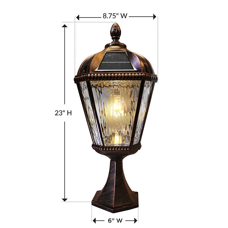 Image 4 Gama Sonic Royal Bulb 23" Brushed Bronze Solar LED Pier Mount Light more views